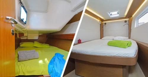 Cabins on a yacht and a cat