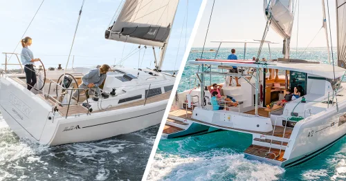 Cockpit on a yacht and a cat