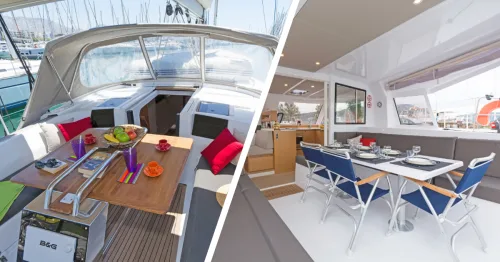 Eating on a yacht and a cat