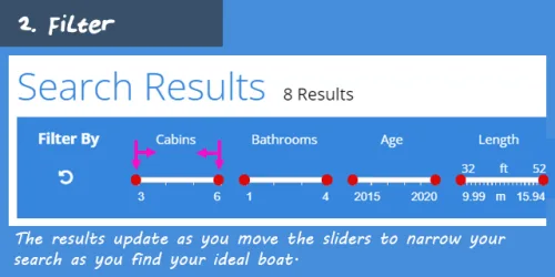Filter by cabins, age, length