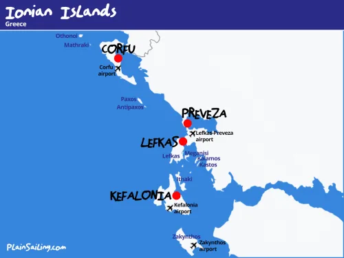 Map of the Ionian Islands