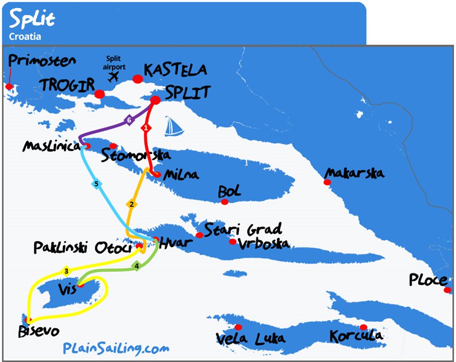 Split - 6 day sailing itinerary